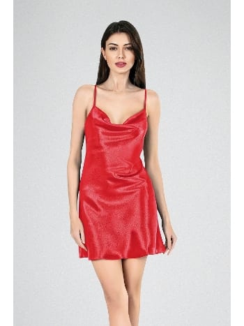 Kısa Gecelik Degaje Kırmızı Ahu 7740