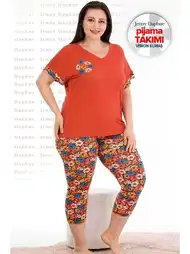 Kısa Kol Kapri Pijama Takımı Kırmızı Lady 10680