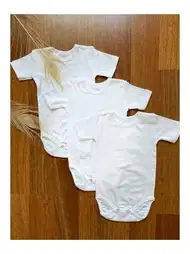 Pamuklu Beyaz Kısa Kollu Bebek Zıbın Arma Yıldız 5560