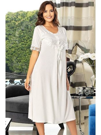 A Kesim Düğmeli Kısa Kollu Lohusa Gecelik XSES 2555