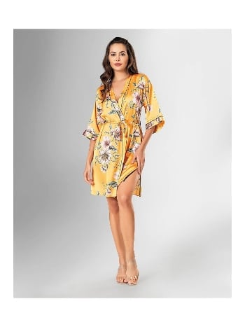 Kısa Kollu Çiçek Desenli Sabahlık Pijama Takımı Ahu 1874