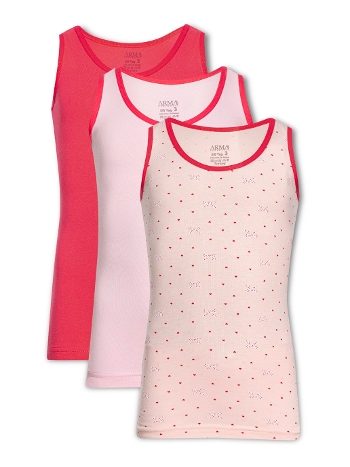 Likralı Pamuklu Kalın Askılı Kız Çocuk Atlet 3'lü Arma Yıldız 7564