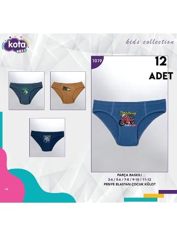 Yumuşak Pamuklu Baskılı Erkek Çocuk Külot Kota 1019