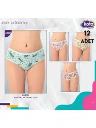 Baskılı Geniş Askılı Kız Çocuk Külot Kota 3402