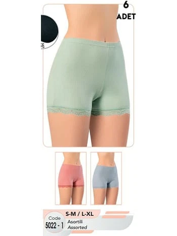Yüksek Bel Destekli Dantelli Kadın Şort Kota 5022 - 2