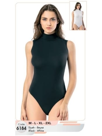Sıfır Kol Balıkçı Yaka Çıtçıtlı Kadın Body Pamuklu Kota 6184