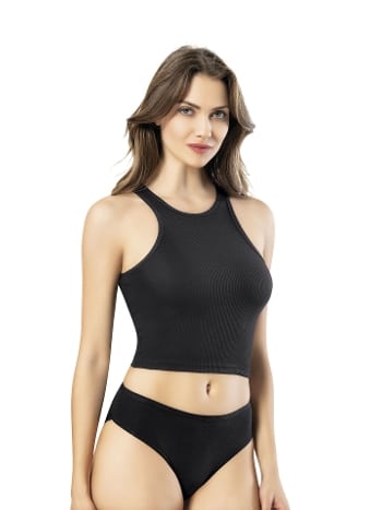 Geniş Askılı Nefes Alabilir Kadın Crop Atlet Kota 6431