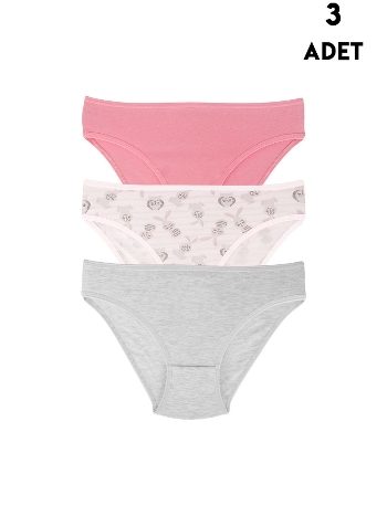 3 Adet Kız Çocuk Külot Slip Renkli Koza Biat KZ76500-280