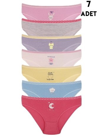 Kız Çocuk Slip Külot 7 Adet Paket Koza Biat KZ79500-30