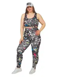 Desenli Dört Yönlü Esnek Tayt Büstiyer Spor Takım Lady 1504