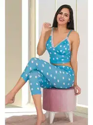 Yumuşak Penye Kumaş Kapri Pijama Takımı Lady 12033