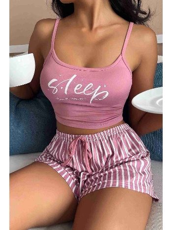 Askılı Sleep Basklı Sortlu Pijama Takımı Merry See MS4070