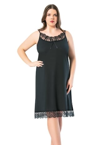 Dantelli İp Askılı Midi Boy Gecelik Somon Kota 6212