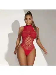 Esnek File Desenli Kırmızı Vücut Çorabı Miss Feliz 3011