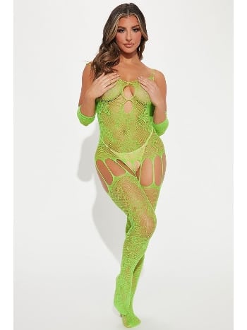 Yeşil File Desenli Vücut Çorabı Miss Feliz 3035