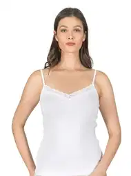 Önü Büzgülü Dantelli Pamuklu İp Askılı Kadın Atlet Özkan 3167