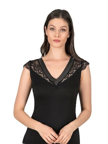Pamuklu Modal Saten Yaka Dantel Kadın Atlet Özkan 25430
