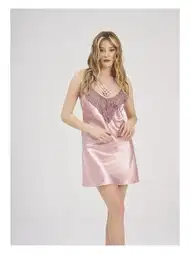 Pembe Leopar Saten Kadın Gecelik Moonlight 331