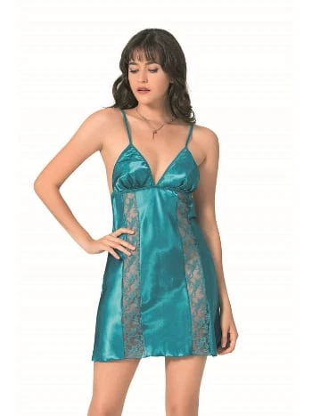 Saten Kısa Gecelik Lila Ahu 8062