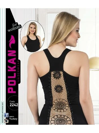 Güpür Detaylı Kalın Askılı Kadın Atlet Polkan 2242