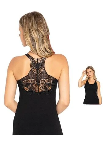 Pamuklu Nefes Alan Sırtı Güpürlü Kadın Atlet Polkan 2321