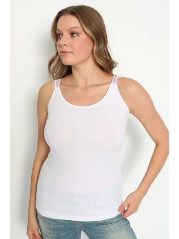 Pamuklu Nefes Alan Sırtı Güpürlü Atlet Polkan 2367 - 2