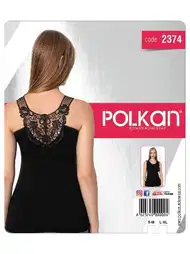 Dantelli Kalın Askılı Kadın Atlet Siyah Polkan 2374