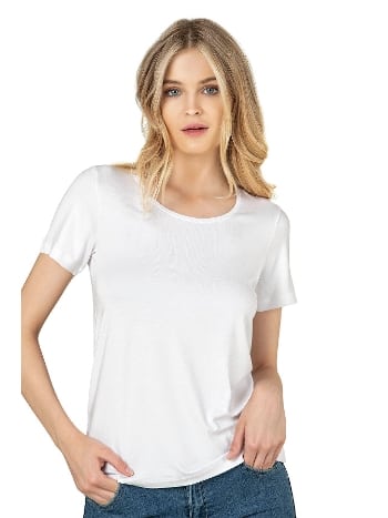 Yüksek Pamuk Oranı Viskon Kısa Kollu T-Shirt Özkan 26976