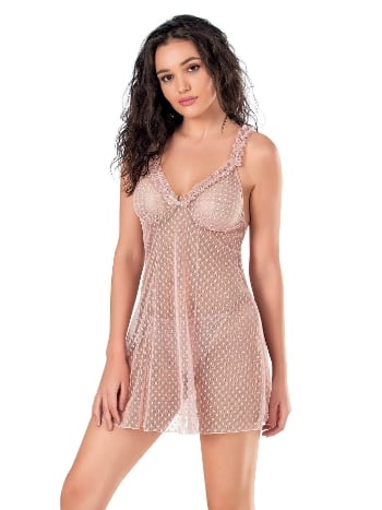 Puantiyeli Kısa Tül Gecelik Ahu 4148