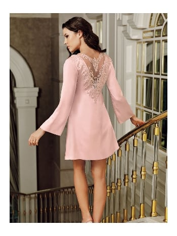 Dantel Güpür Detaylı Saten Gecelik Takımı İmaj 4207