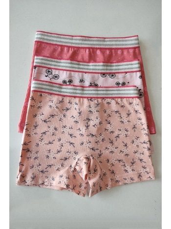 Pamuklu Desenli Kız Çocuk Boxer 3lü Paket Arma Yıldız 7555