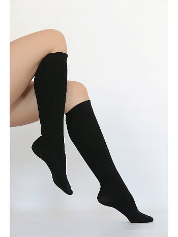 Rib Kalınlıkta Siyah Dizaltı Çorap Daymod 1322001