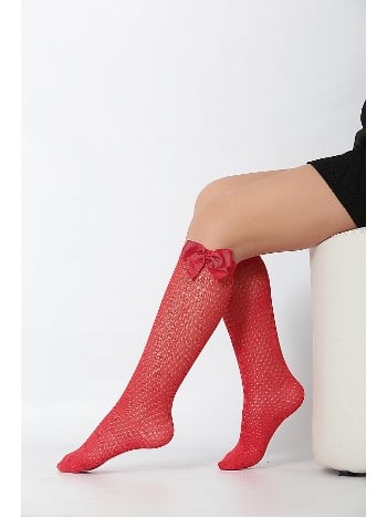 Fiyonklu Dizaltı Çorap Kırmızı Daymod 2222017
