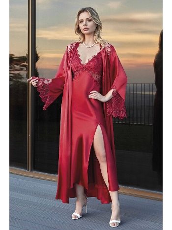 Saten Doku ve Nefes Alabilirlikte Polyester Gecelik Sabahlık Nurteks 5184