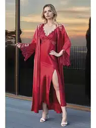 Saten Doku ve Nefes Alabilirlikte Polyester Gecelik Sabahlık Nurteks 5184