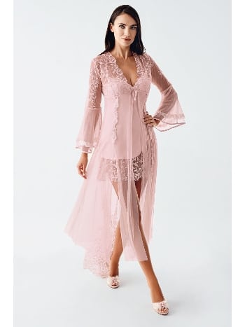 Saten Transparan Dantel Detaylı Gecelik Takımı İmaj 4200