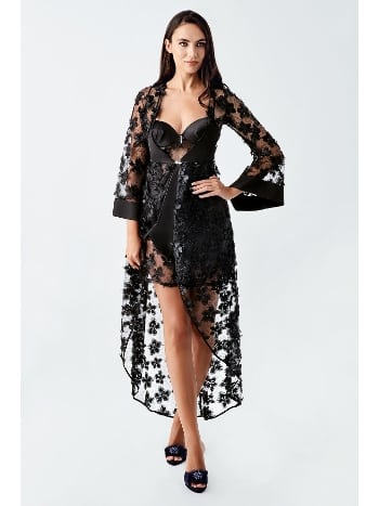 Saten Siyah 2'li Gecelik Sabahlık Takımı İmaj 2410