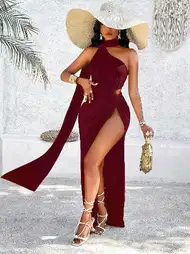 Bordo Uzun Kadın Elbise Fantezi Kostüm Pink Night 5547