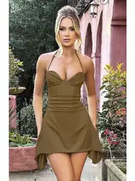 Kahverengi Fuşya Fantezi Kostüm Elbise Pink Night 4410