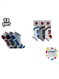 Pamuklu Asorti Patik Çorap 12'li Şirin 003