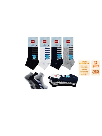 Pamuklu Ter Emici Erkek Patik Çorap Seti Şirin 7010