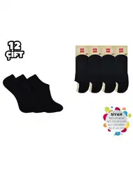 Düz Siyah Terry Tabanlı Kapalı Erkek Babet Çorap Şirin 7027
