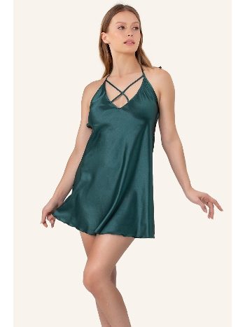 Sırt Askılı Dekolteli Mini Saten Gecelik DoReMi 002-001279