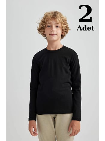 Pamuklu Siyah Uzun Kollu Erkek Çocuk Badi Arma Yıldız 5568