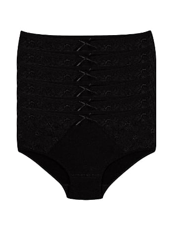 Siyah 6'lı Paket Dantelli Yüksek Bel Külot Yıldız 3831