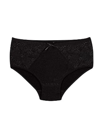 Siyah 6'lı Paket Dantelli Yüksek Bel Külot Yıldız 3831 - 2