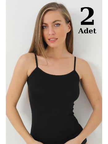 Bambu Kumaş İp Askılı Atlet Siyah Arma Yıldız 3701