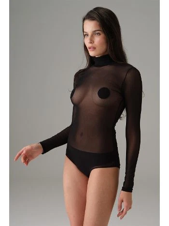 Siyah Uzun Kollu Boğazlı Body Doreanse 12403 - 2