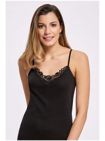 Siyah Dantelli İp Askılı Ribana Atlet Arma Yıldız 3306