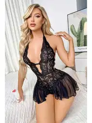 Şeffaf Poliamid Elastan Tek Parça Bodysuit Jesica Bella 0031